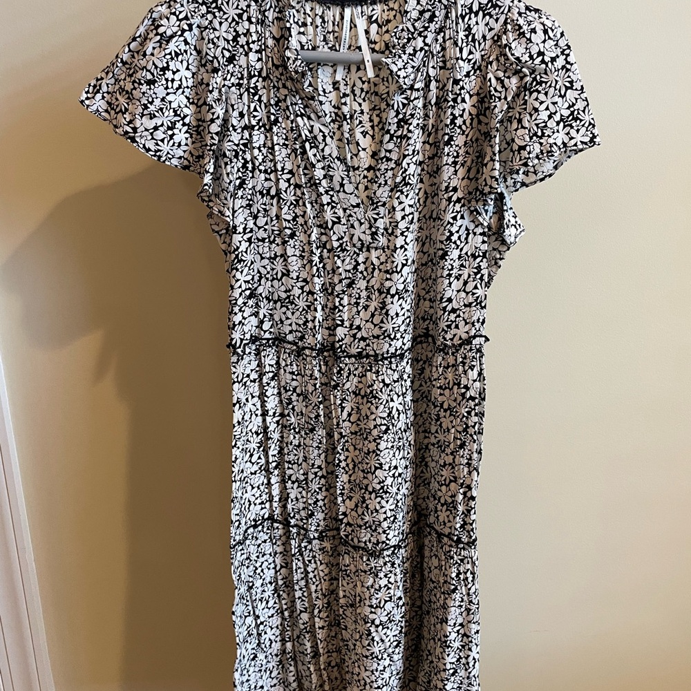 Floral Black and White Dress